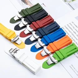 Butterfly Buckle Rubber Strap 22mm 24mm for Panerai Watch Band Silicone Bracelet Replacement Straps Men Wristband Accessories