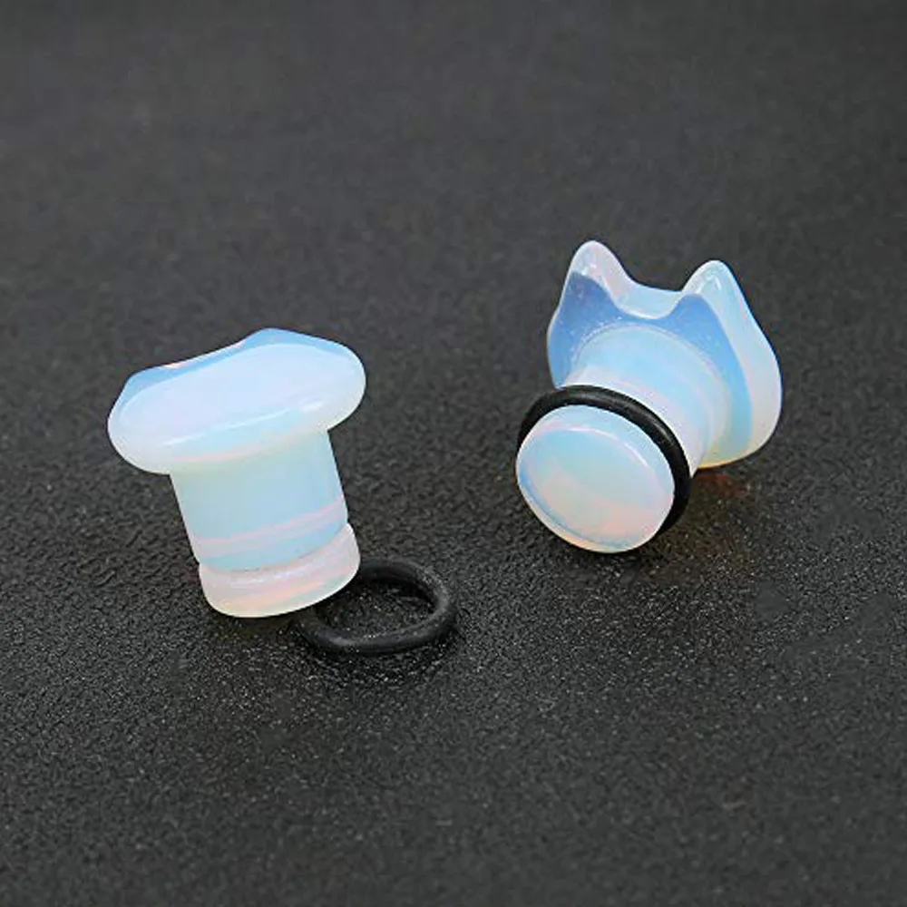 1PC Cute Cat Natural Organic Stone Ear Plug Single Flare Ear Tunnel Gauge Stretched Ear Expander Piercing 6-16mm