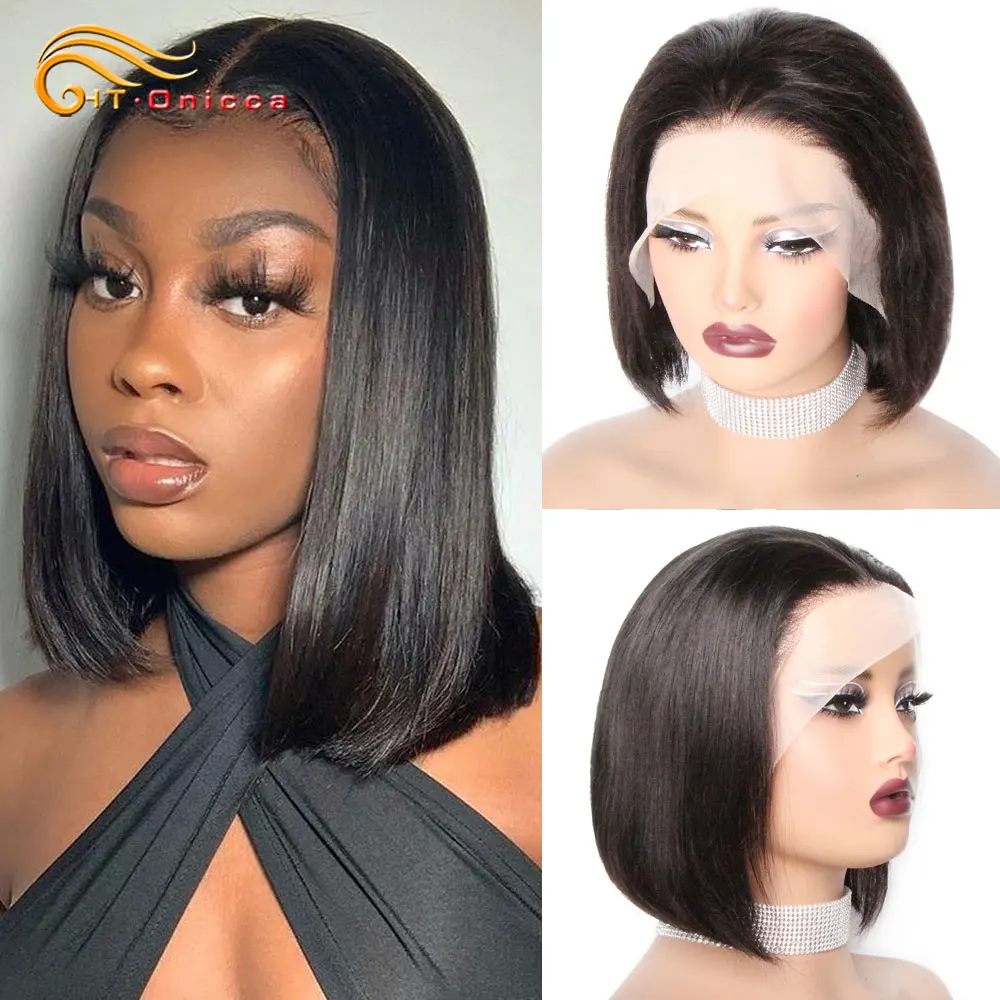 Bob Wig Lace Front Human Hair Wigs Straight Hair Short Wig Transparent 13x4 Lace Frontal Wig for Women