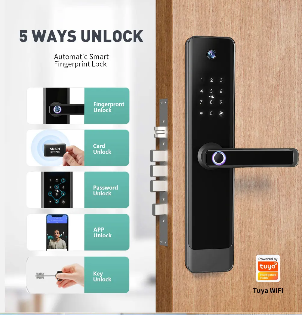 Peephole Cateye Camera Phone Video Remote Unlock Tuya WiFi 6068 7068 5572 6085  Card Keyless Digital Electronic Smart Door Lock