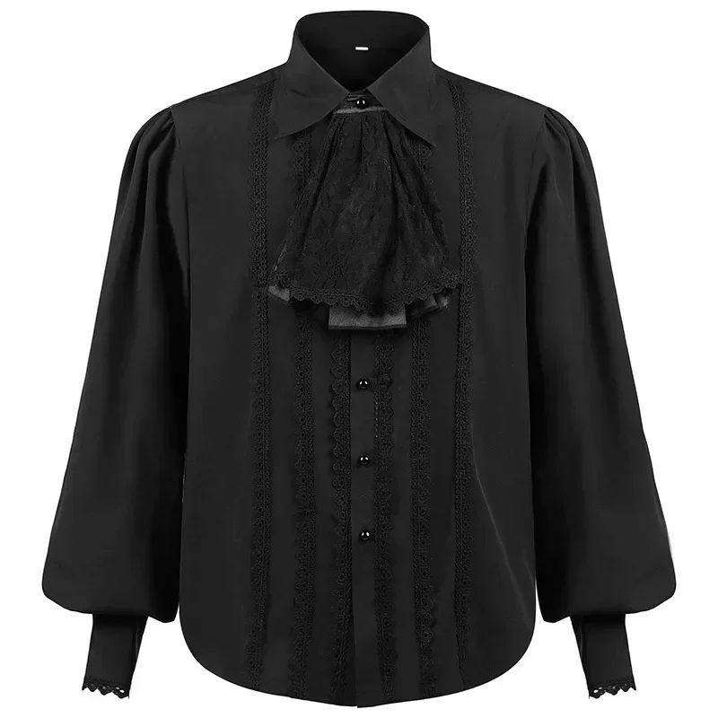 Medieval Men Shirts Vampire Renaissance Steampunk Gothic Ruffled Vintage Shirts Clothing Chemise Male Carnival Dress Up Party