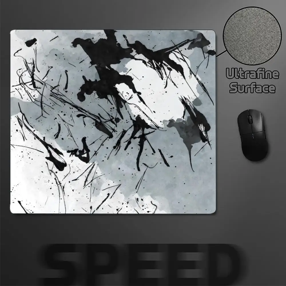 Ink Splatter Art Square Gaming Mouse Pad Non Slip Rubber Base Stitched Edge Desk Mat 18x22 40x45 For Gamer Workstation