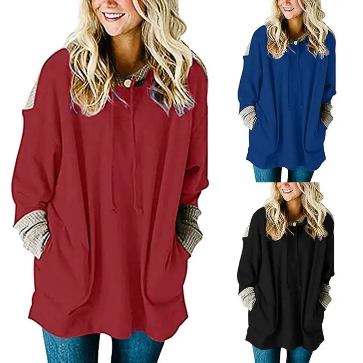 Felpa con cappuccio New Sle Wi Button Splice transfrontaliera Faion Felpa con cappuccio personalizzata Ket da donna Slim Fit in fibra di velluto