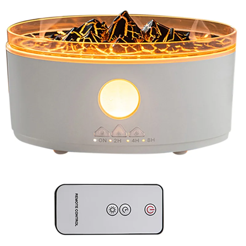 【OFF SHELF】Timerflame Ultrasonic Essential Oil Diffuse Aromatherapy Multicolor Humidifier Flame Volcano Light For Bedroom US PLU