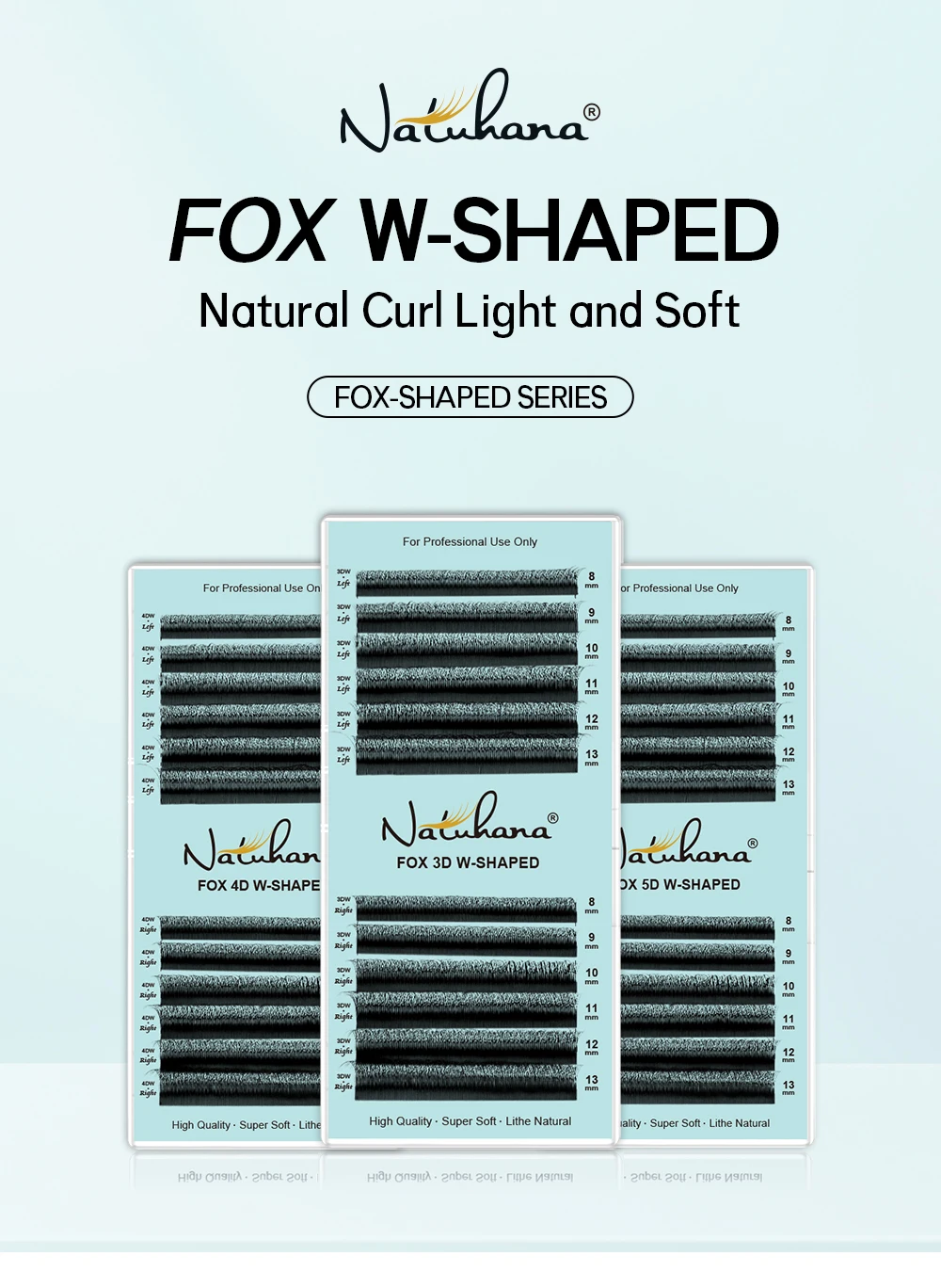 NATUHANA FOX 3D~5D W-förmige Wimpernverlängerung Cat Eye Long Tail Premium Natürliche Leichtgewichtige Volumen Fox Eye Wimpern Make-up-Tool – Detail 1