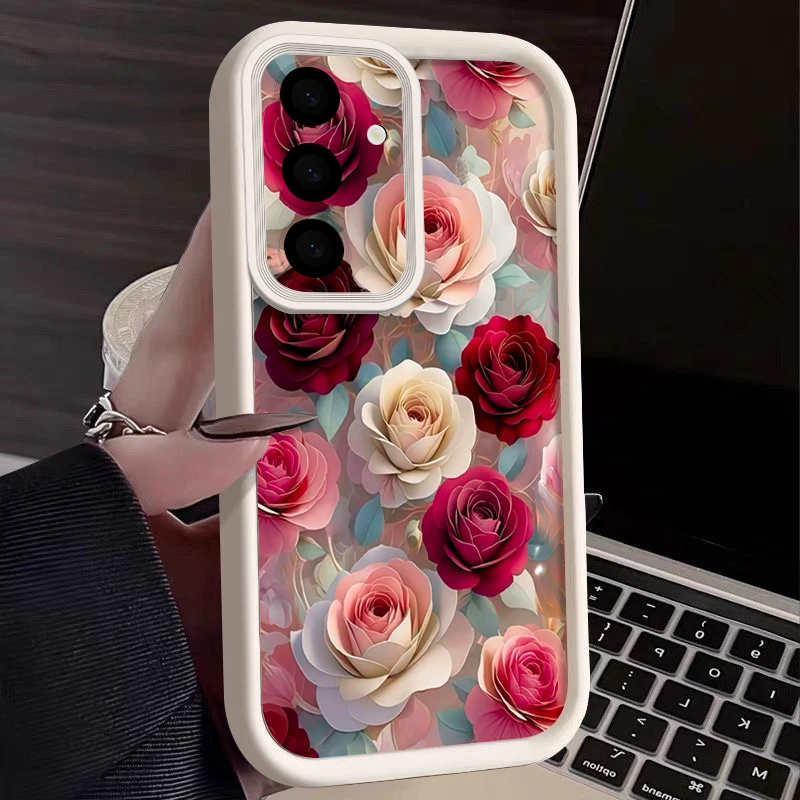 Realistic Flowers Pattern Phone Case For Samsung Galaxy A17 A56 A16 A36 A26 A55 A15 A25 A35 A54 A53 5G Shockproof TPU Soft Cover