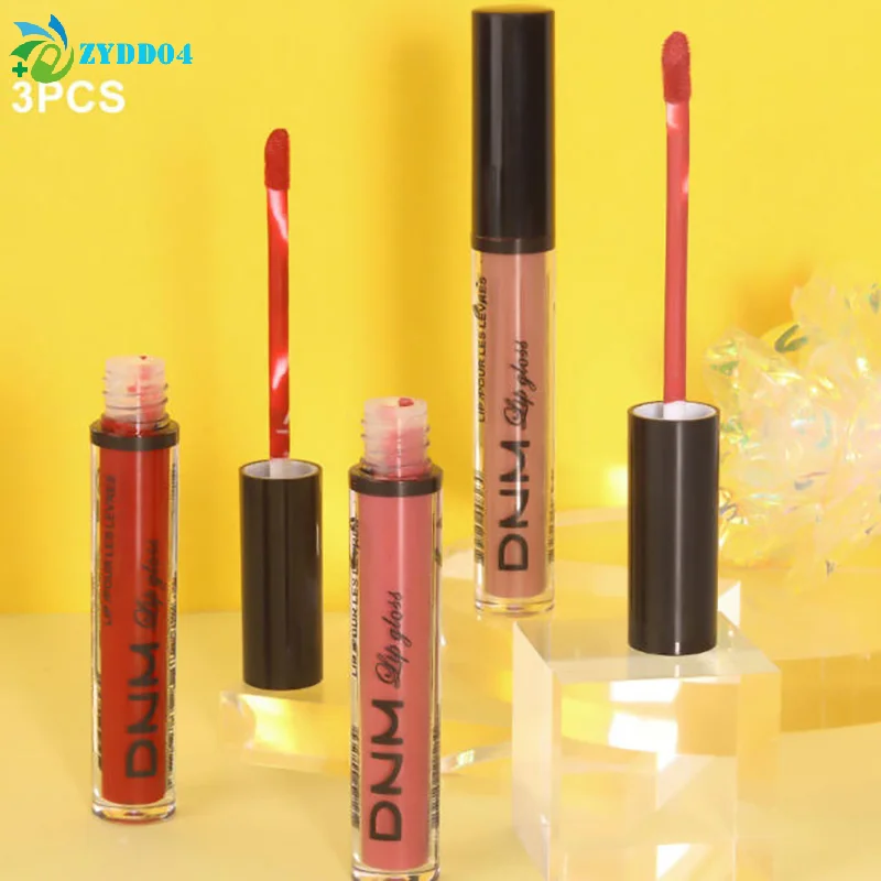 ●3pcs/set Liquid Lipstick Waterproof Long Lasting Cosmetic Black Blue Purple Green Matte Lip Gloss Nude Lip Tint Stain Makeup
