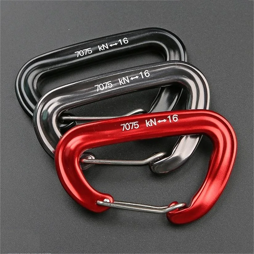 16kN Small Carabiner D-type Mountaineering Buckle Hook Outdoor Accessory Aluminum Clips for Hammock Camping Hiking Key Chain