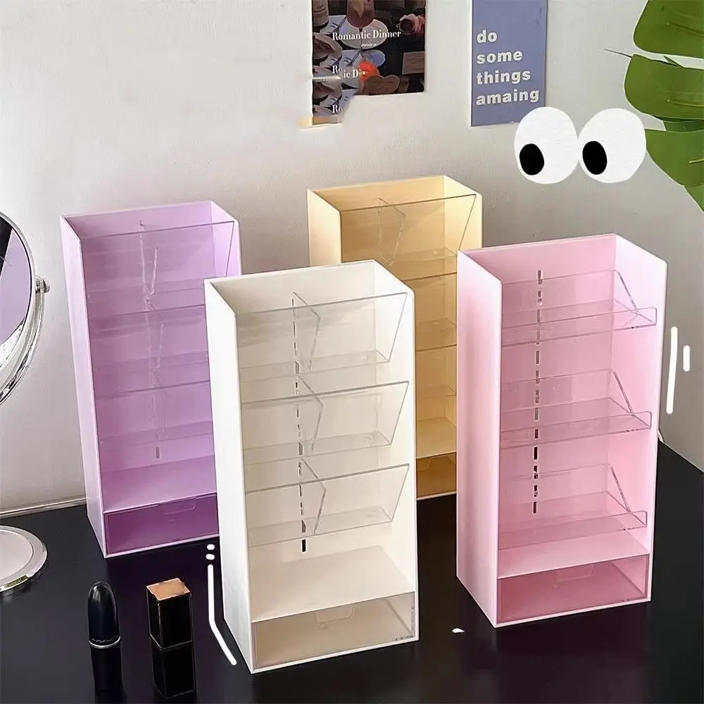 6 Compartments Plastic Desk Organizer 3 Tier Large Capacity Stationary Storage Rack Detachable Drawer Desktop Display Shelf