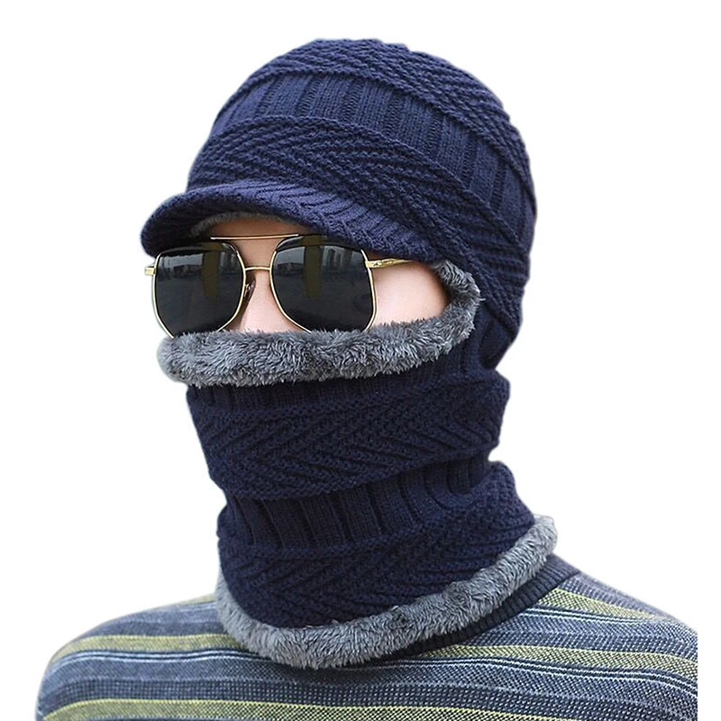 Winter Hat For Men Hats Winter Beanies For Men Women Wool Scarf Cap Balaclava Mask Bonnet Knitted Hat For Women