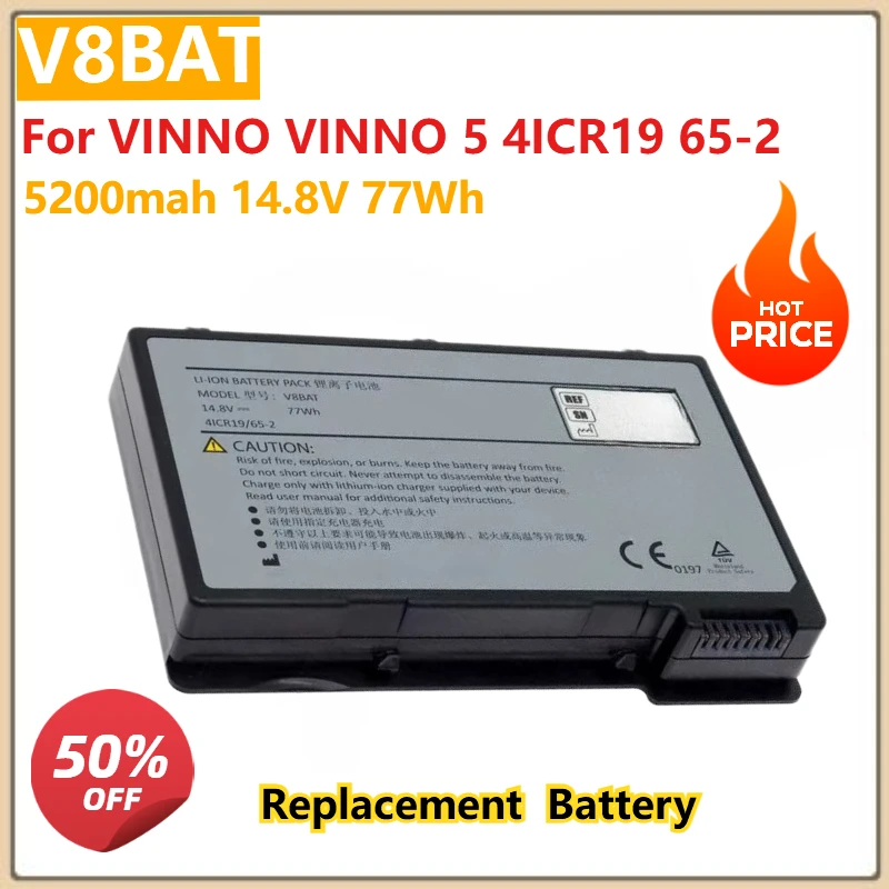 

Rechargeable Batteries 5200mAh 14.8V 77Wh V8BAT For VINNO VINNO 5 4ICR19 65-2 Li-Ion Battery