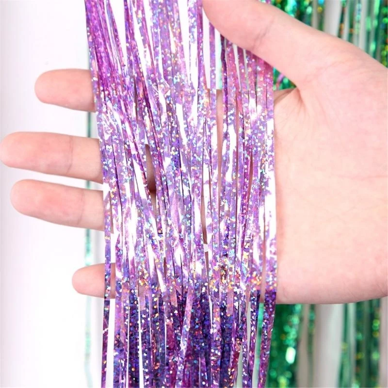 

E8BD 10PCS Adjustable Sparkling Tinsels Ribbon 15CM Wide X 1M Long Holiday Ornament