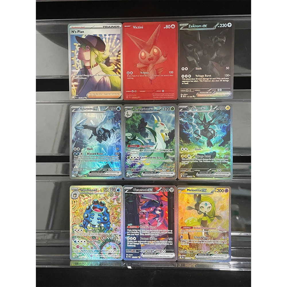 

Pokemon Proxy Card Victini Zekrom Genesect Seismitoad Meloetta Kyurem Anime Game Collection Cards Toy Gif