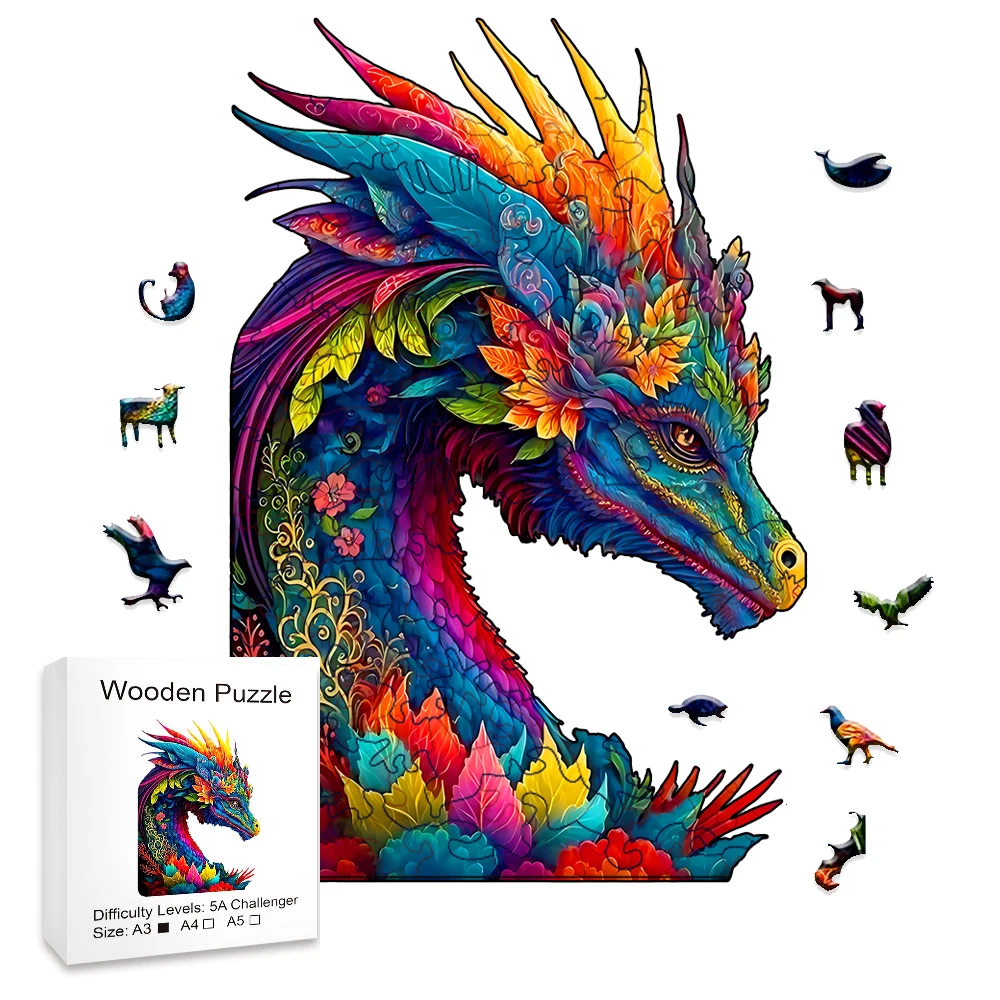 Jigsaw Challenge Your Soul with This Super Difficult Colored Dragon Wooden Puzzle Perfect for Home Games for Adults and Children