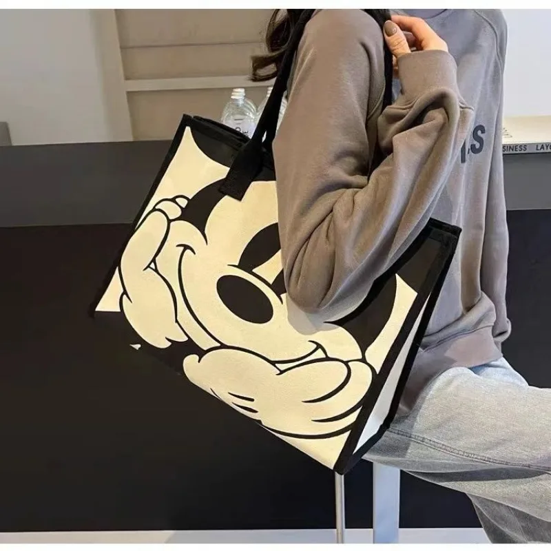 Disney\'s New Cartoon Mickey Casual Versatile Women\'s Large-capacity Canvas Bag Fashionable Work Commuter Handbag