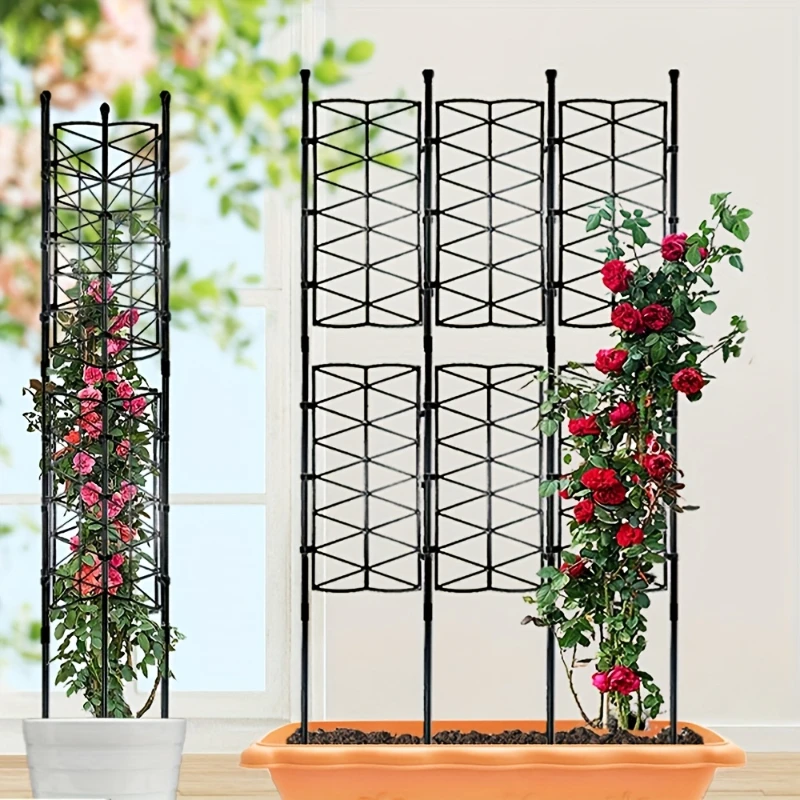 1set Garden Plant Trellis Frame Plant Stakes Plant Support Ring Plastic Plant Cage Holder Organizer Flower Pot Climbing Trellis
