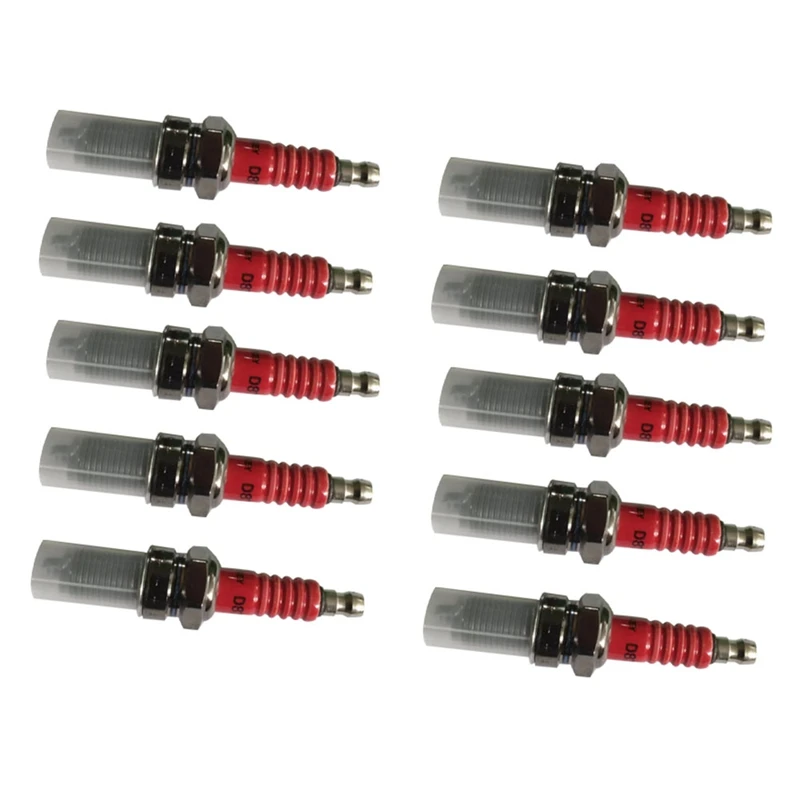 10Pcs D8TC Electrode Spark Plug, Racing Spark Plug With 3 Electrode For 125 Motorcycle 110 Pedal Car Accessories