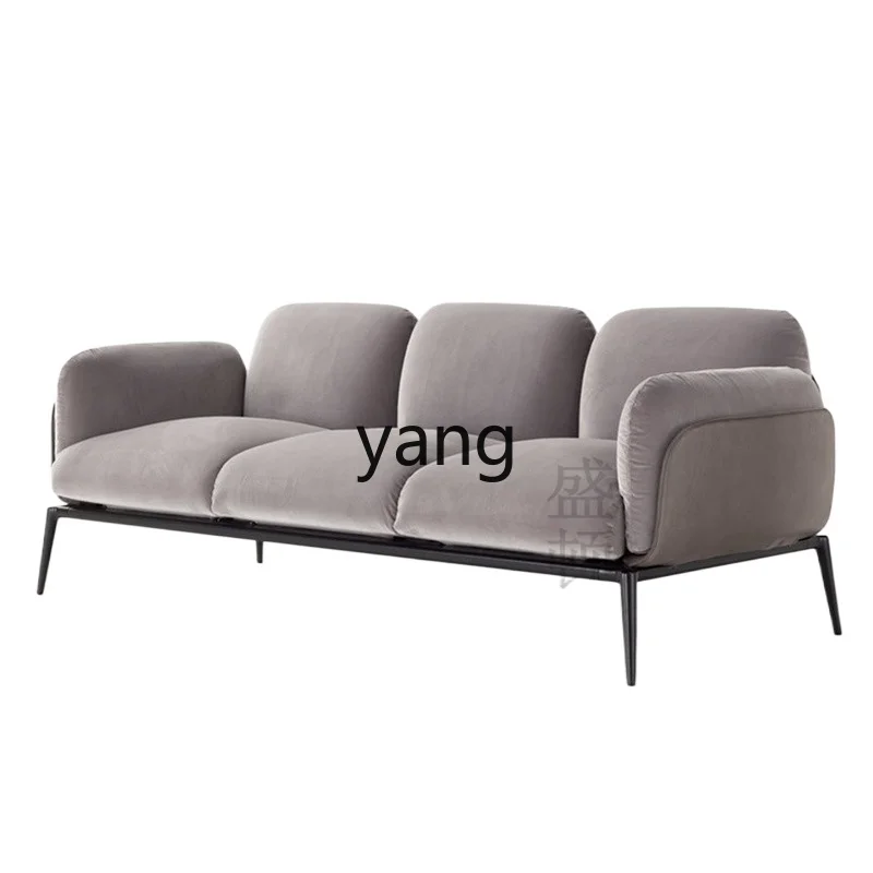 

LMM Nordic new brown fabric stainless steel modern light luxury living room model room sofa