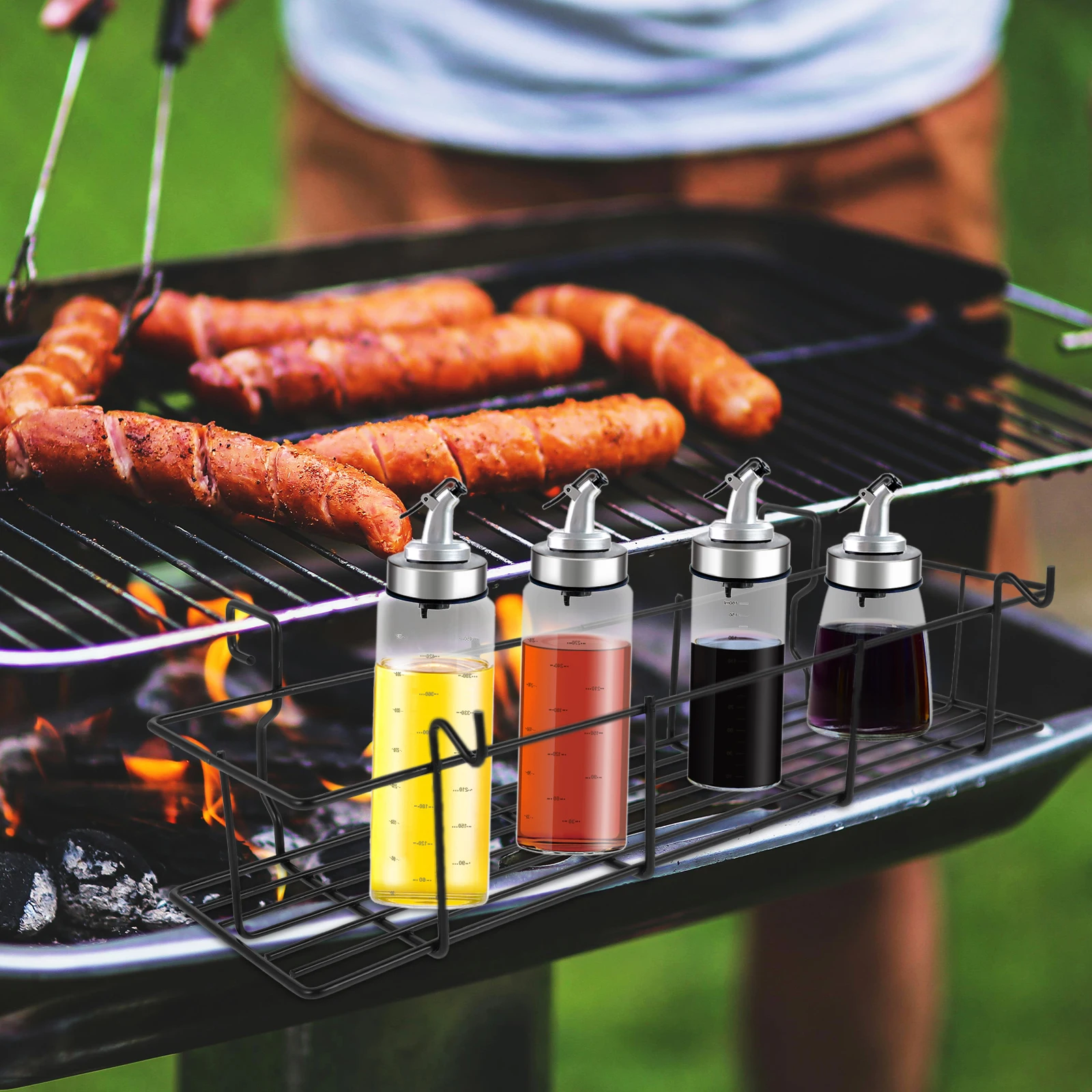 

Stainless Steel Seasoning Basket Barbecue Racks Storage Outdoor Bbq Shelf Hanging Spice Rack Grill Side Picnic Camping Cookware