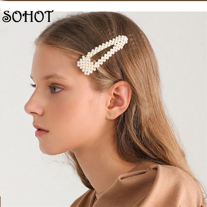 SOHOT Korean Design DIY Handmade Full Imitation Pearl Women Hairwear Hairclip Cute Hairgrip Headdress Girl Birthday Jewelry Gift