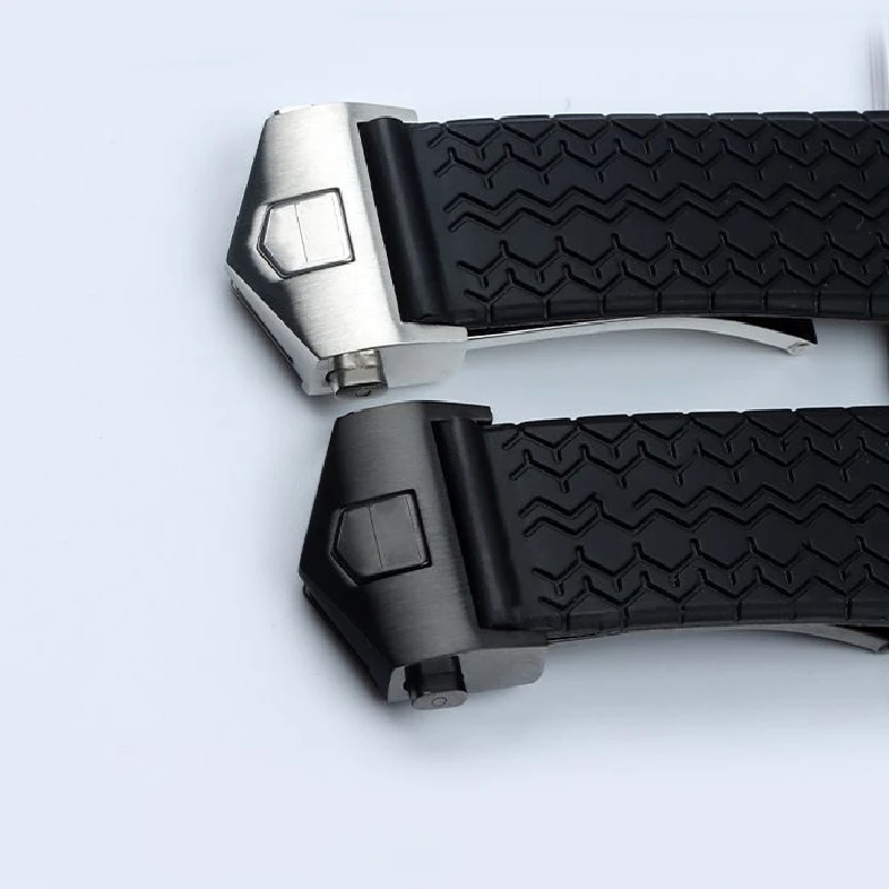For TAG HEUER Super Carlisla Soft Silicone Tire Pattern Sports Watch Band Rubber Folding Buckle Black Waterproof Watchband 22mm