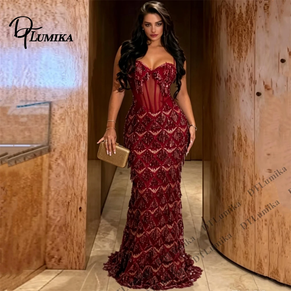 Vestido de Fiesta para Mujer DTLumika, Tirantes Finos, Largo, Estilo Corsé, Vestido de Noche para Graduación, Sin Mangas, Vestido de Fiesta de Boda para Mujer