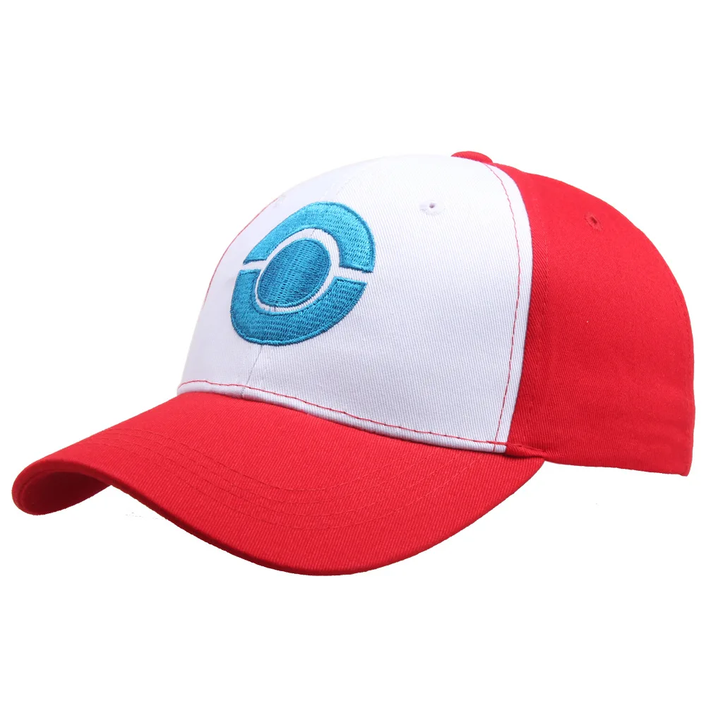 Pokemon Anime Figure Cosplay Baseball Peaked Cap Ash Ketchum Letter C Cotton Embroidery Adjustable Hat Kids Birthday Gifts