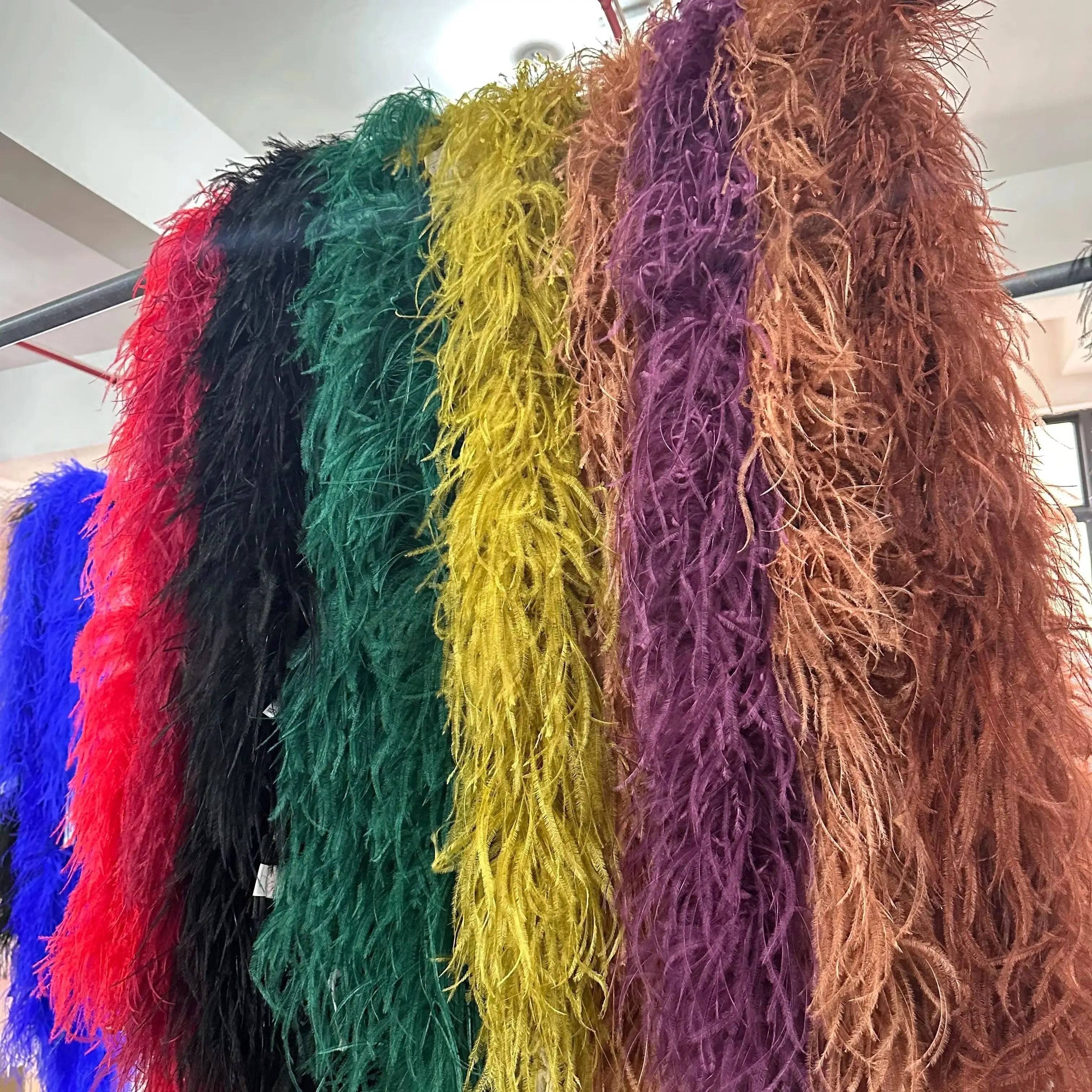 2Meter Natural Ostrich Feather Boa Shawl 2/3/6/8/10Ply Thick Fluffy Scarf For Wedding Party Dance Costume DIY Crafts Decor