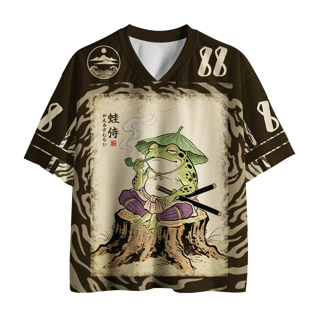 camiseta-de-malha-com-estampa-de-sapo-samurai-ukiyo-e-japones-retro-kanji-e-montanha-ondulada-gola-v-solta-para-adultos-e-criancas
