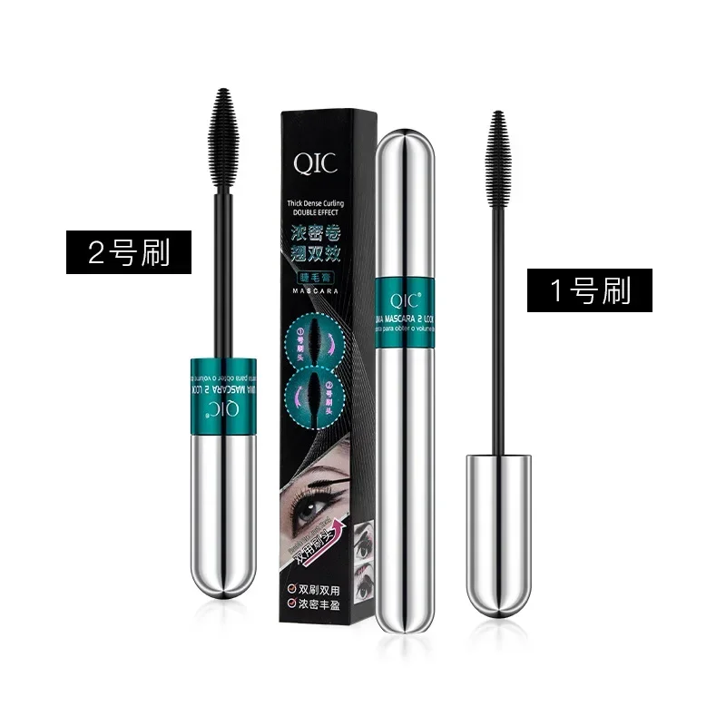 QIC Qinicai-Mascara 4D à double effet, fibre imperméable, long et bouclé, optique naturelle, 2 en 1