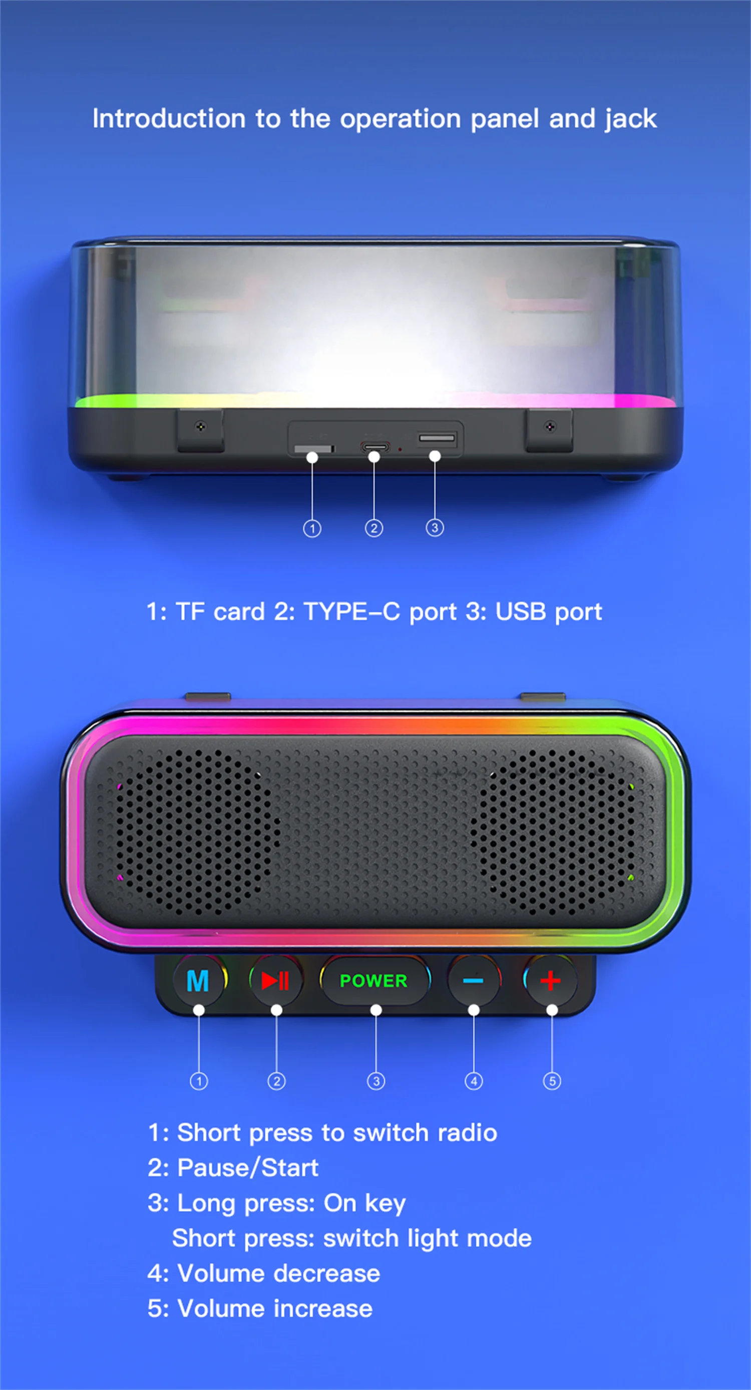 GAS-Z6 Desktop-Blueteeth-Lautsprecher, multifunktionaler tragbarer Outdoor-Subwoofer, RGB-Kleinlautsprecher mit Dual-Mini-Mikrofon