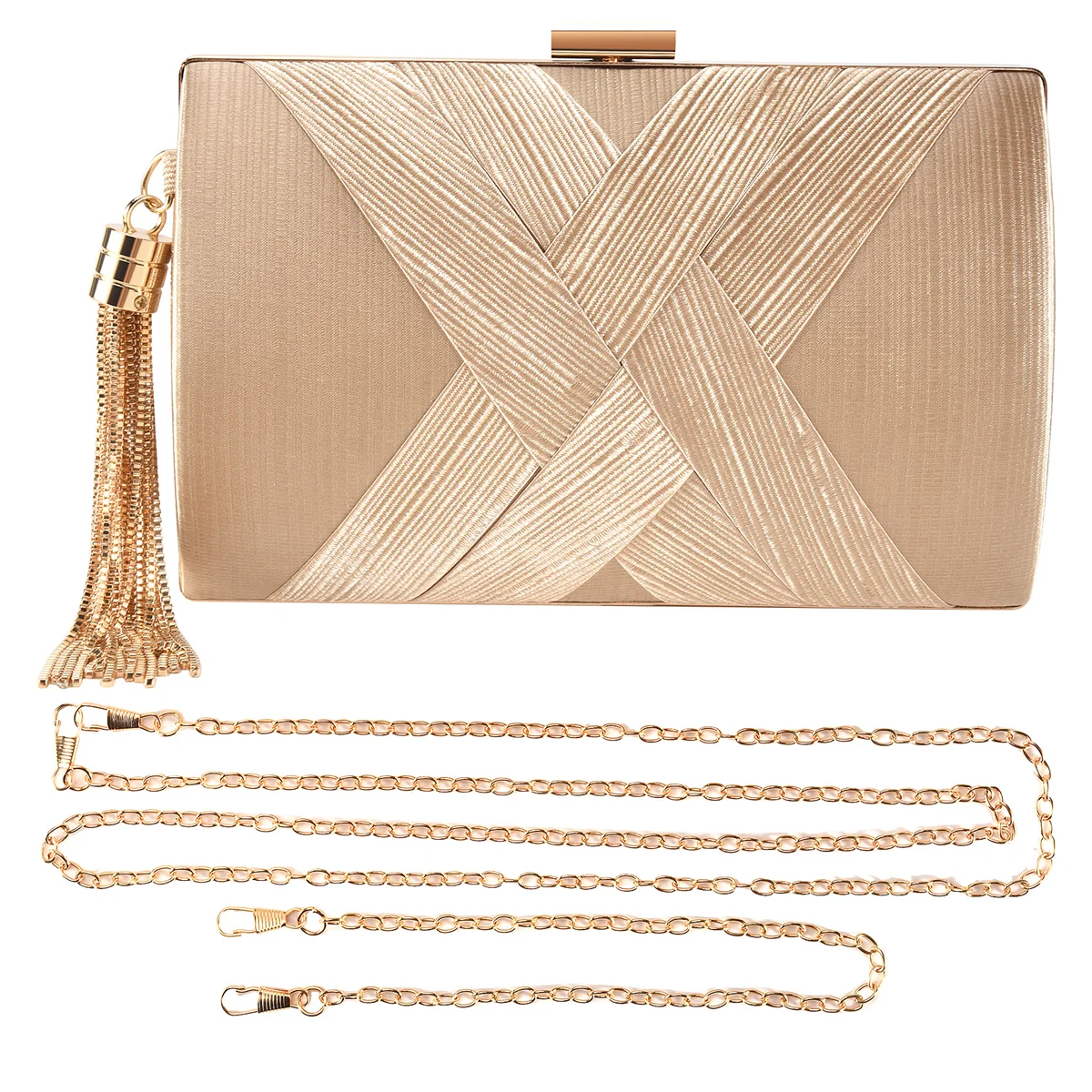 ABQR Kwastje Mode Dames Clutch Schoudertas Handtassen Vrouwelijke Feest Bruiloft Avondtasje Voor Telefoon Portemonnee Goud