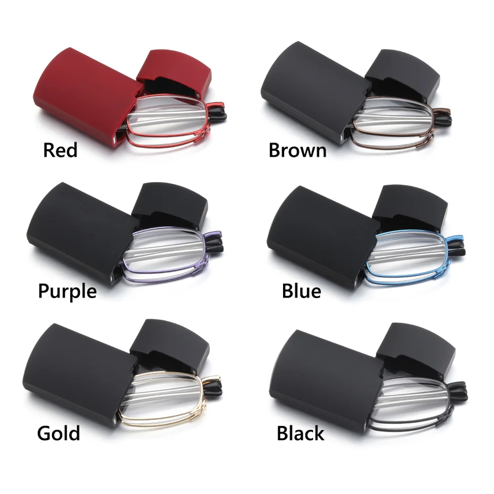 Прочность + 1,0-4,0, оправа из сплава, портативные складные очки для чтения, в комплект входит футляр для очков, очки для пресбиопии, телескопические ножки