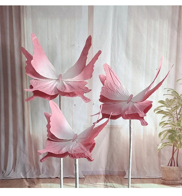 Artificial Giant Butterfly Paper Flower Wedding Decor Road Guide Birthday Party Event Backdrop Decor Window Layout Butterflies view 2