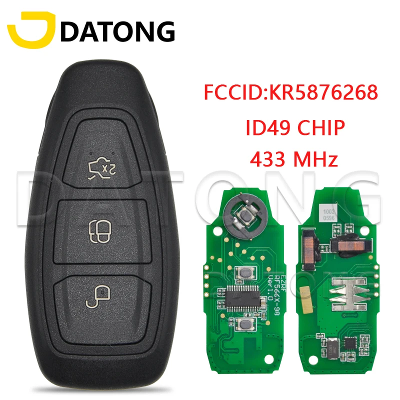 Datong World KR5876268 ID49 KR55WK48801 4D63+/83 Chip 433MHz Car Remote Control Key Fit For Ford Fiesta Kuga 2016 2017 2018