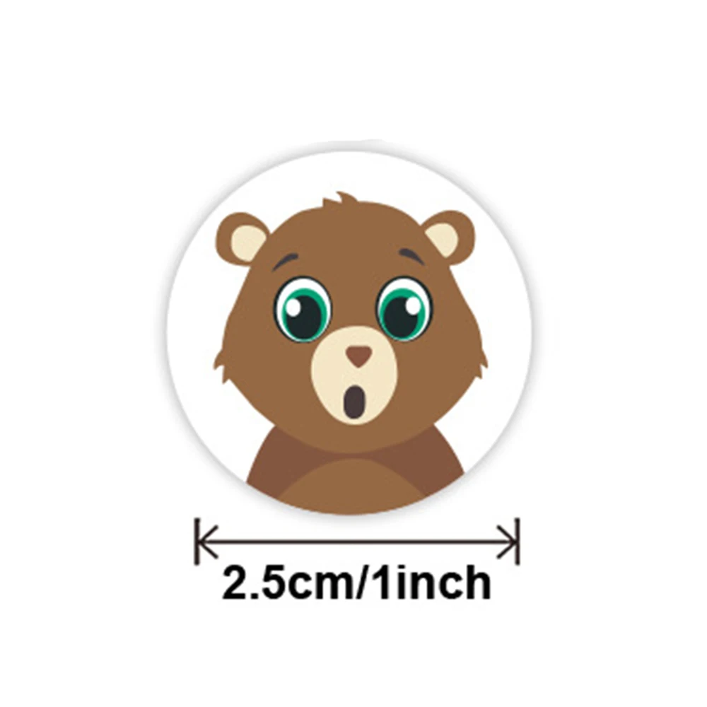 1 дюймовые круглые Мультяшные игрушки, наклейки с животными для детей, 100-500 шт., поощрения для учителей, стикер, канцелярские принадлежности для офиса для детей