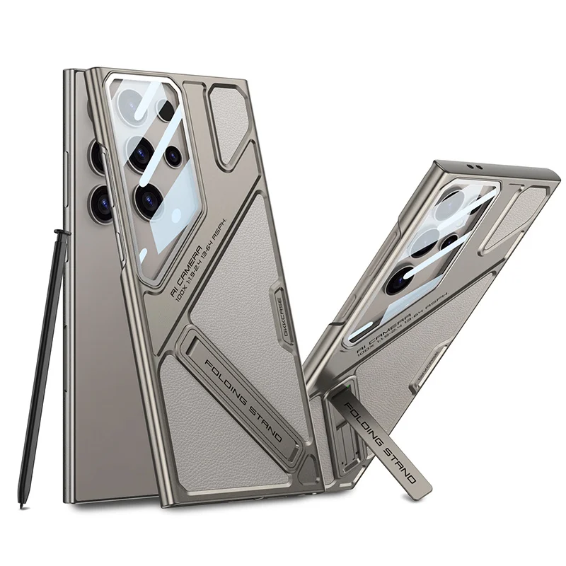 

For Samsung Galaxy S23 S24 S25 Ultra Case Luxury Ultra-Thin Matte Su Pi Holder PC Lens Protection Hard Shockproof Phone Cover