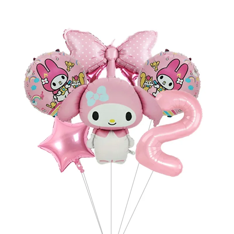 Anime Kawaii My Melody Themen-Folienballons-Set Latexballons Kindergeburtstagsparty-Dekoration Babyparty Zahlenballon Globos – Detail 3