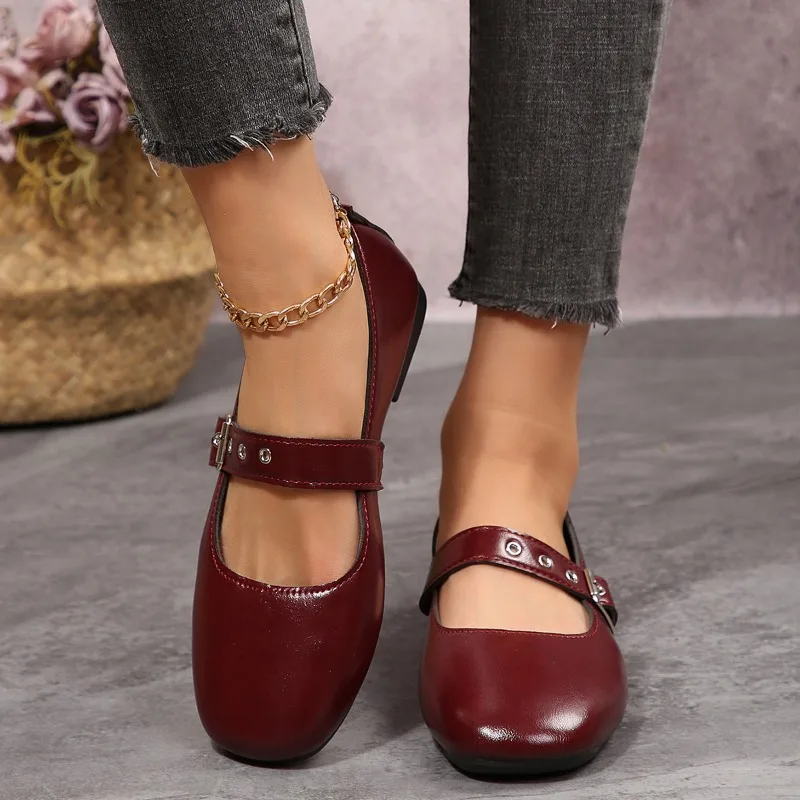 Women's Square Toe Solid Color Vintage Single Shoes New Spring and Autumn Women Lightweight Casual Fashionable Low Top Shoes