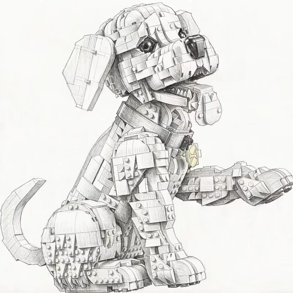 Creative home decoration pet dog Golden Retriever dog 2102pcs model building block set home decoration Christmas birthday gift