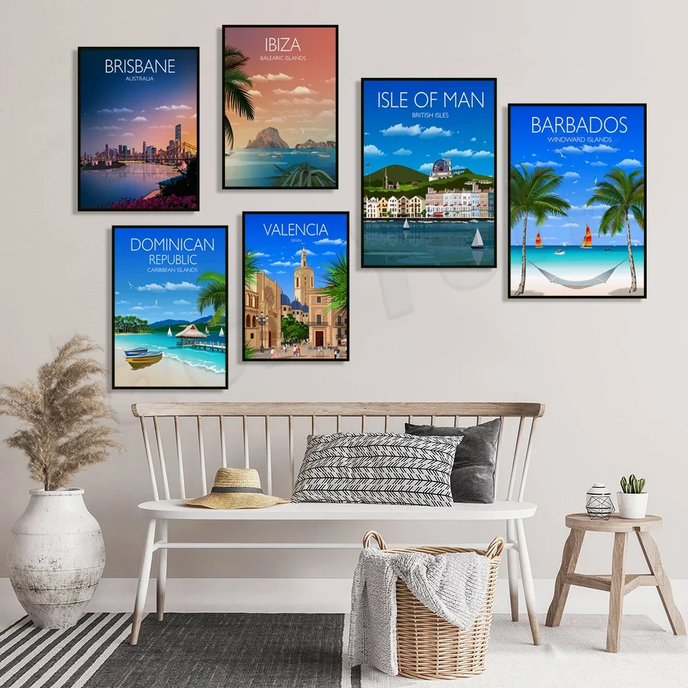 British Isles, Perth City, Mallorca, Valencia City, Brisbane Queensland, Sofia, Caribbean Sea, Cape Town City Travel Poster