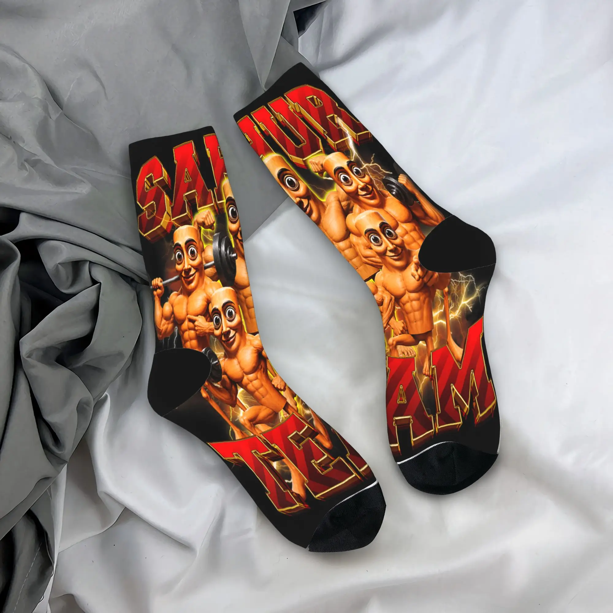 Tung Tung Sahur Workout Team Bootleg Y2K Gym Brainrot Meme Stockings Elegant Socks Men Soft Socks Winter Running Non-Slip Socks
