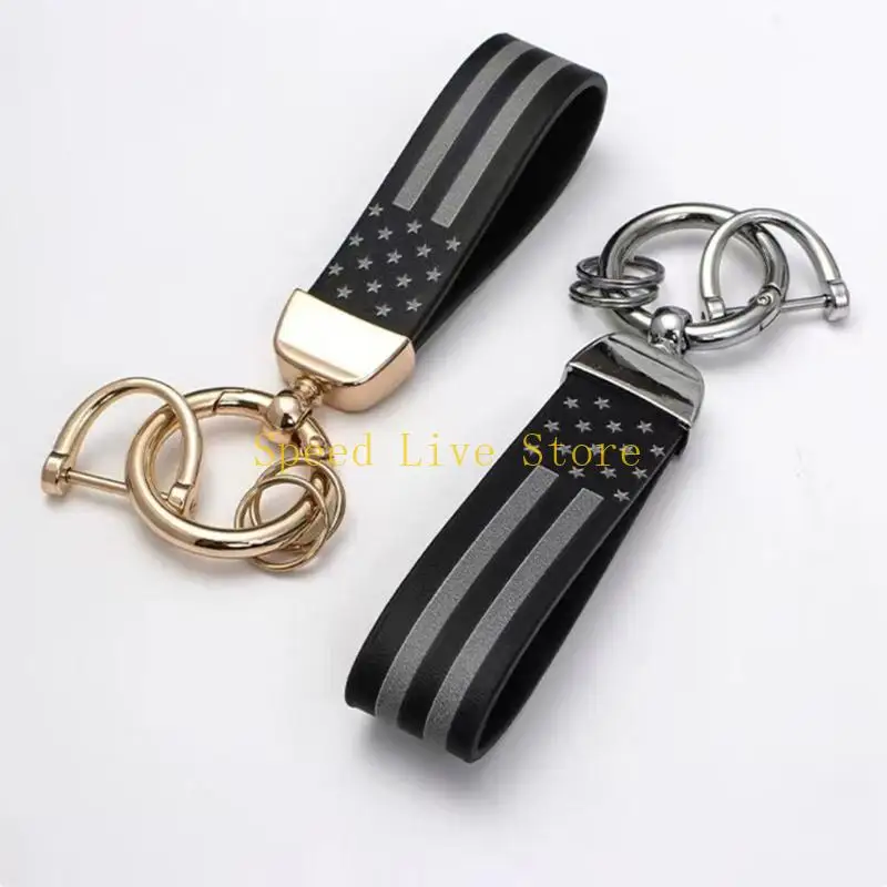 547C Holder with Metal Clip Engraved Flag Pattern Auto Organizers Unisex