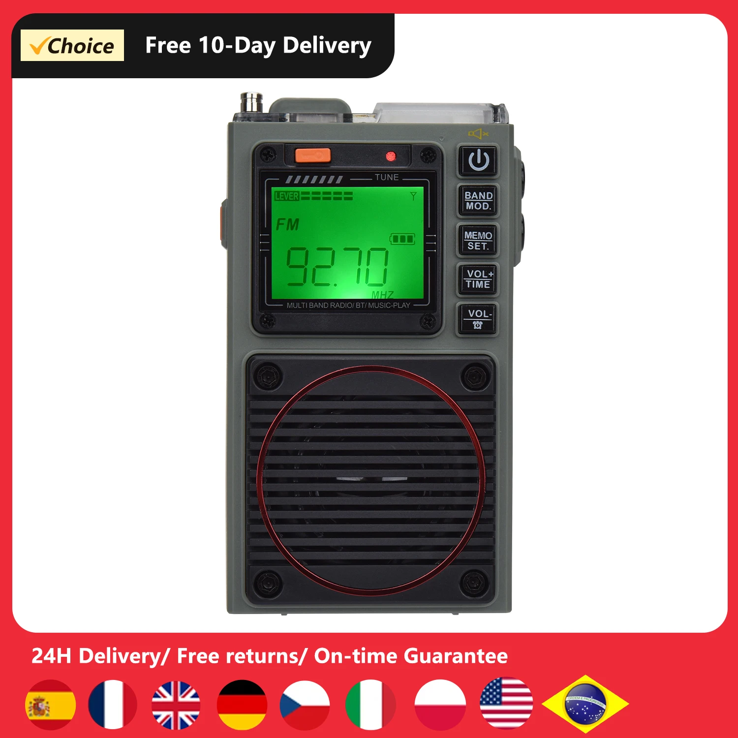 FM Radio Digital Portable Stereo Speaker MP3 Audio Player High Fidelity Sound Quality