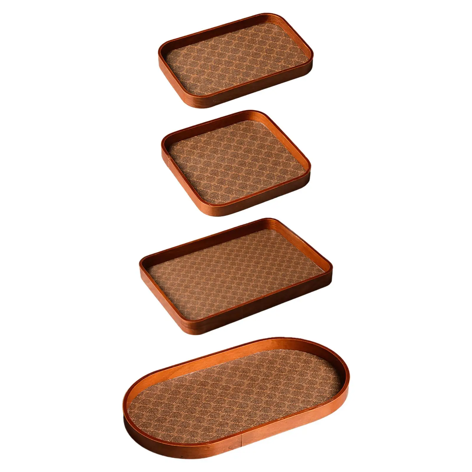 

Wood PU Leather Perfume Jewelry Tray Key Holder Countertop Organizer Dresser Vanity Organizer for Retail Home Space Saving