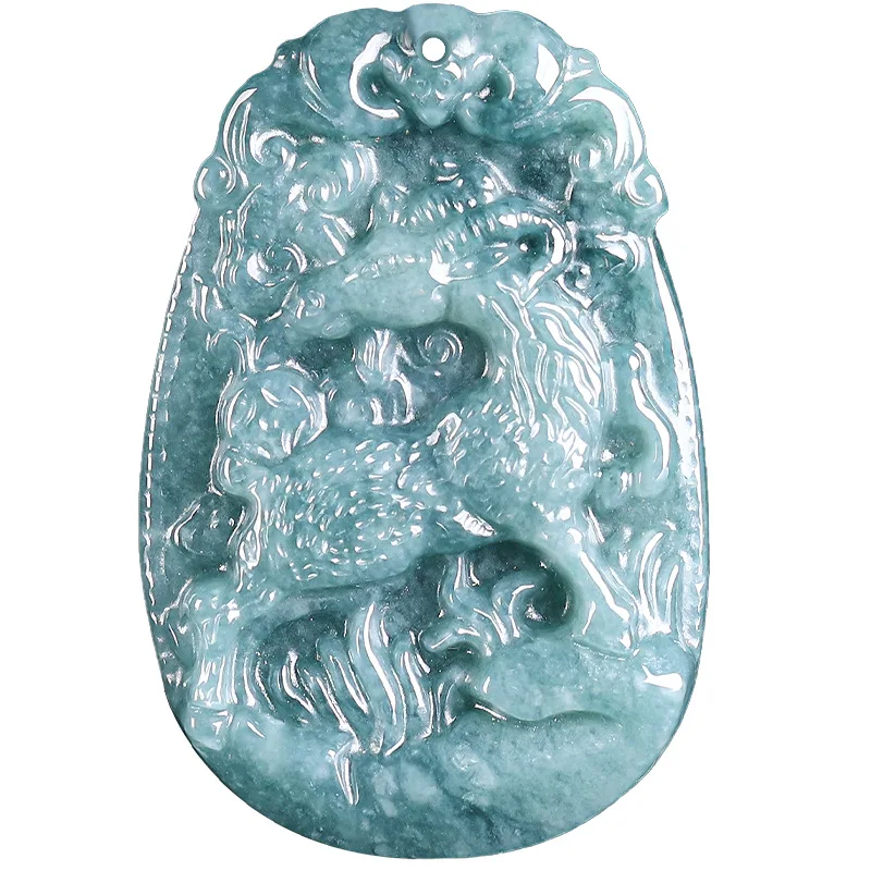 Natural A-grade jade pendant zodiac blue water seed Rat Cow Tiger Rabbit Dragon Snake Horse Sheep Monkey Chicken Dog Pig 5