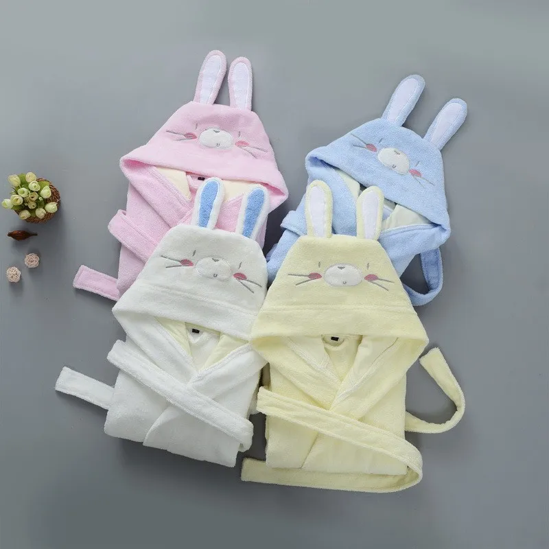 Children Homewear Hooded Toweling Terry Cotton Bathrobe Boys Kids Thicken Winter Bath Robe Little Girls Dressing Gown