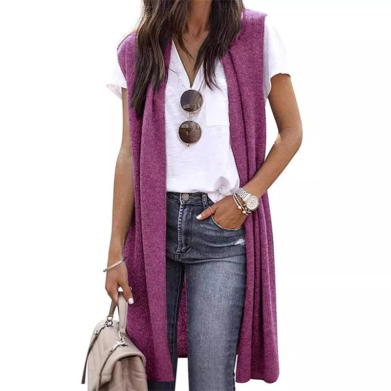 Women‘s Knitted Cardigan Vest 2024 New Spring/Autumn  Camisole Fashion Versatile Sleeveless Slim Fit Long Sweater Vest Tops