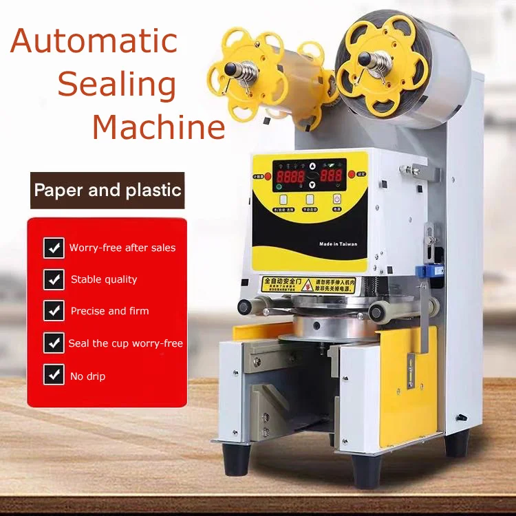 High Quality Sealing Machine Milk Tea Coffee Cup Automatic Sealing Machine Plastic Bag Sealing Machine with Label Sealer Easily