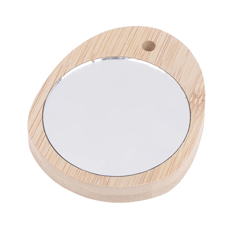 1Pc Mini Wooden Makeup Mirror Portable Small Water Drop Mirror Student Makeup Mirror Women Girls Travel Cosmetic Mirror